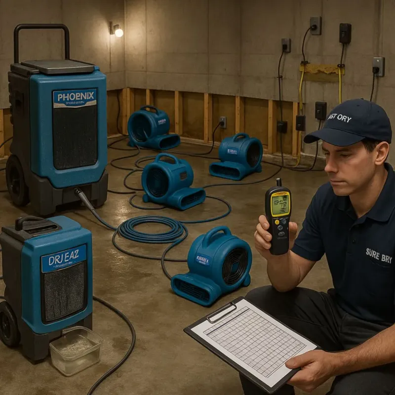 Structural Drying and Dehumidification process in Alderwood Manor, WA
